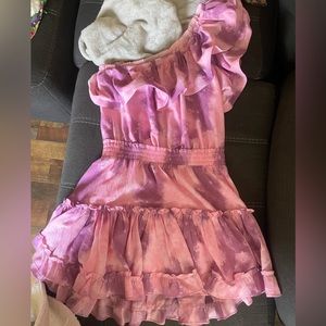 Buddy Love One Shoulder Mini Dress- Pink/Purple